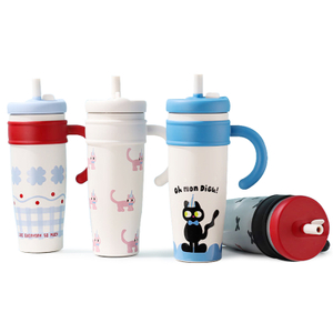 Tumbler keluli tahan karat bertebat besar dengan pemegang & jerami