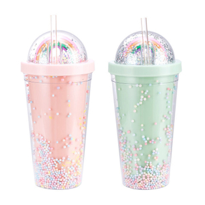 Rainbow Bubble Straw Cup Jus Minuman Sejuk Tumbler Plastik