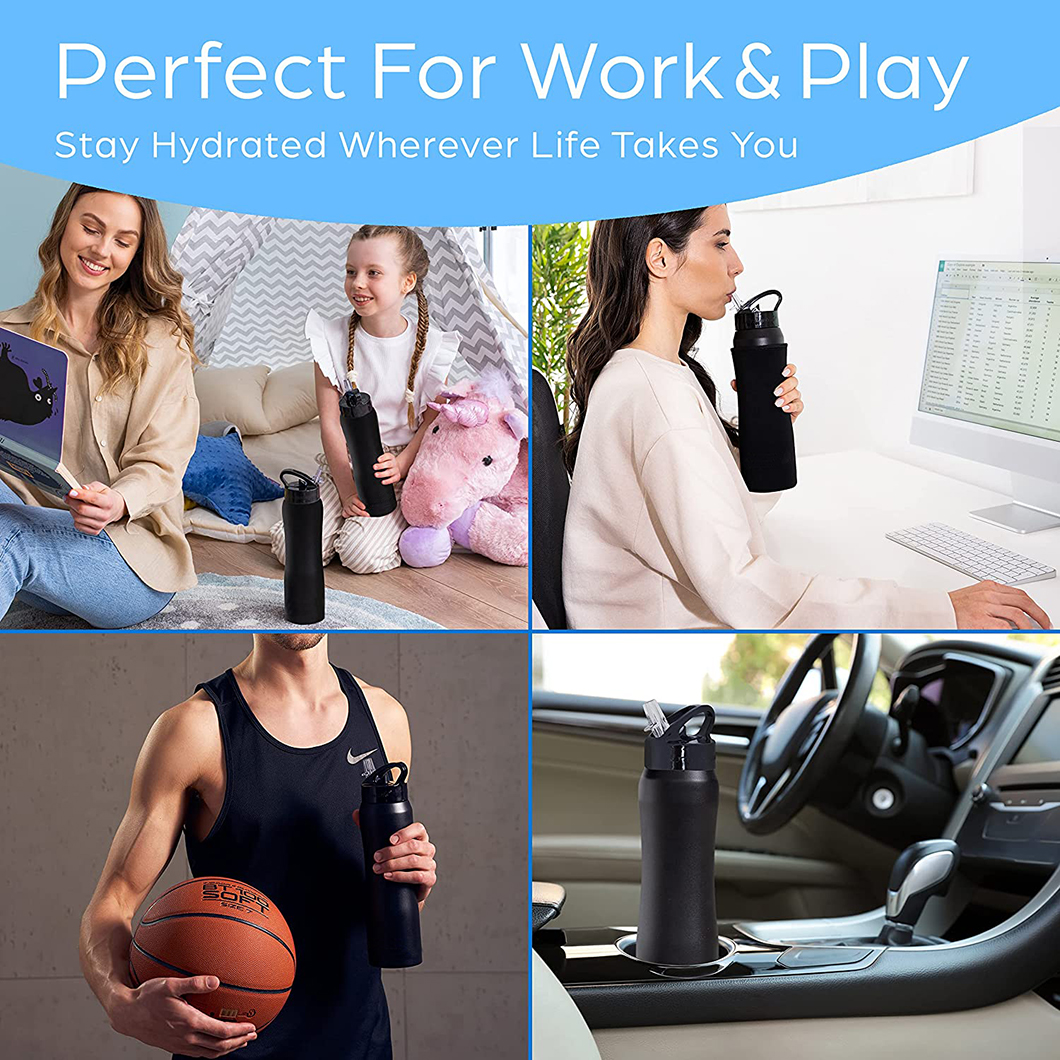 Pukal menyimpan botol air berbasikal yang boleh diguna semula logam sejuk