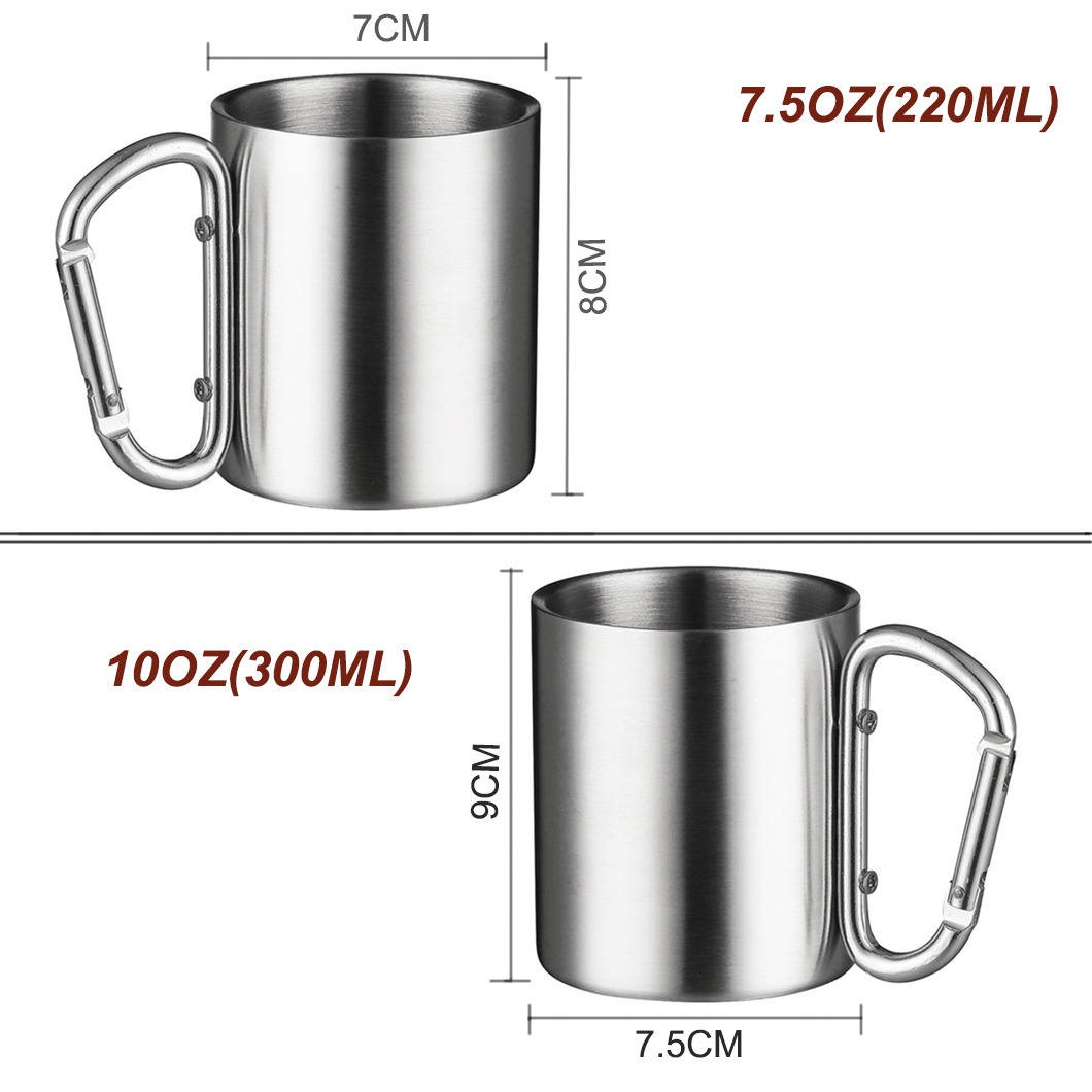 Mug Berkemah Double Wall Stainless Camp Camping Carabiner
