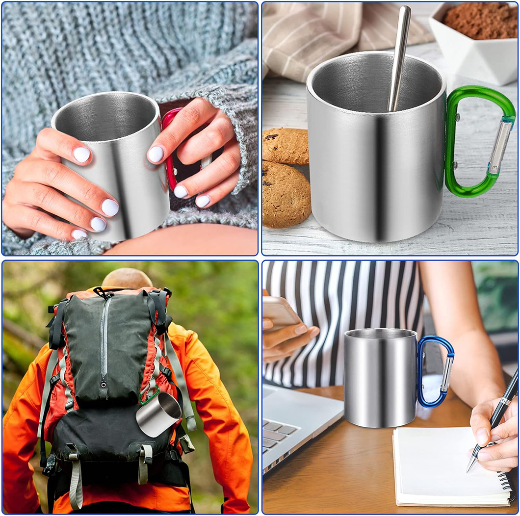 Mug Berkemah Double Wall Stainless Camp Camping Carabiner