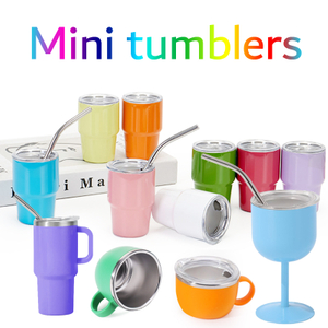 Warna tumbler keluli tahan karat mini pop dengan tudung & jerami