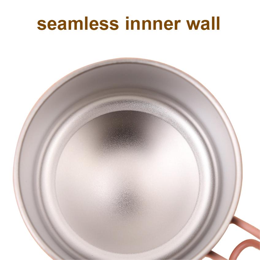 Mudah membawa cawan perkhemahan hiking luar logam yang kuat dengan pemegang