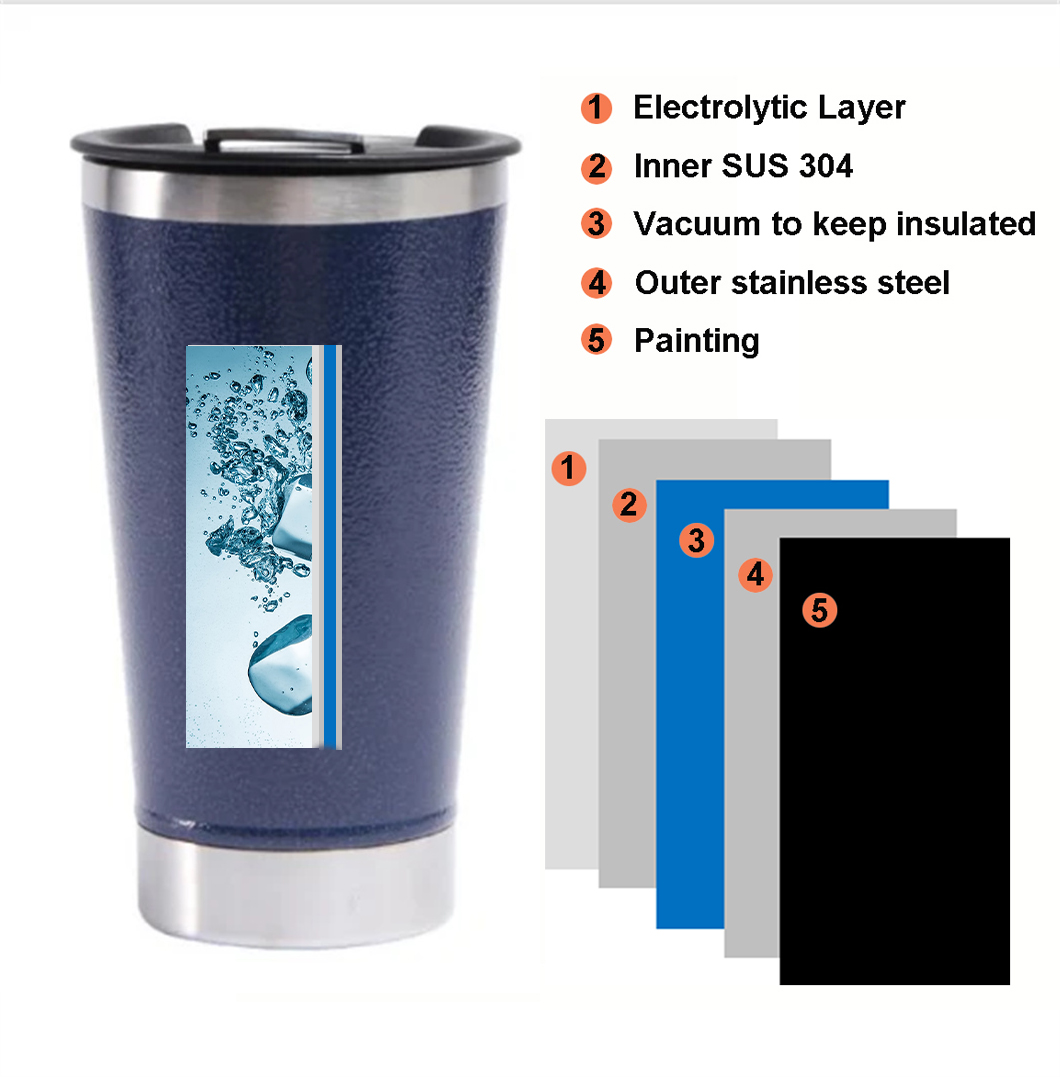 Wholesell Keep Cold Cold Metal Beer Mugs dengan Pembuka