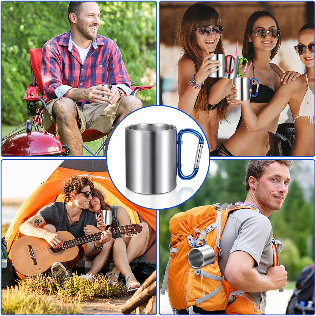 Mug Berkemah Double Wall Stainless Camp Camping Carabiner