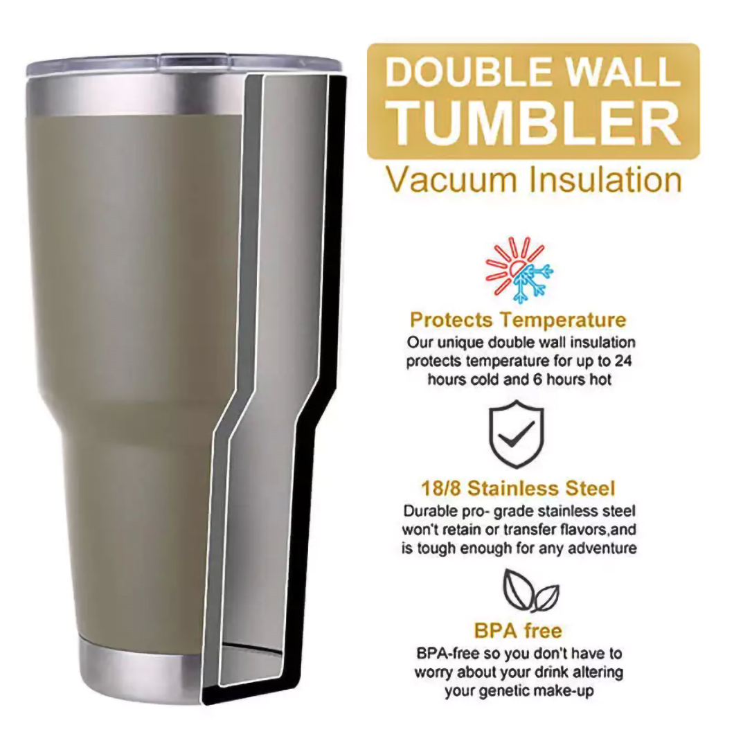 Mug tumbler kereta terisolasi termal klasik dengan pengeluar tudung 